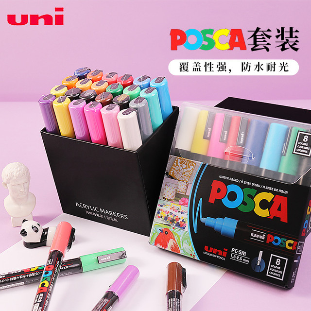 New Package Uni Posca Marker Set ,PC-1M 3M 5M 8K Acrylic Graffiti Paint Pen  7/